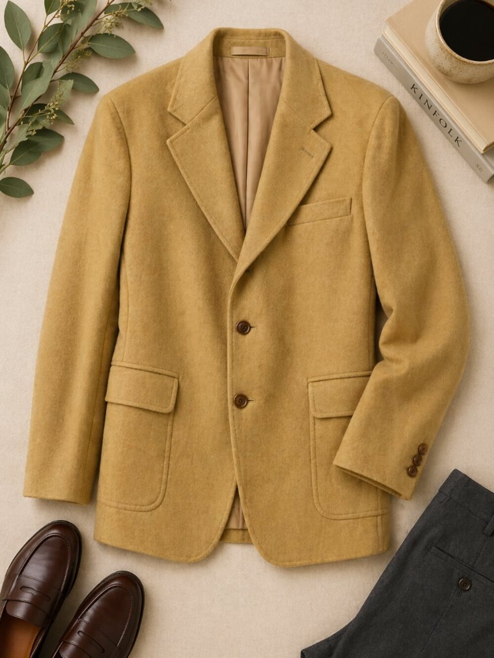 Vintage Camel Hair Blazer Union Made USA Tan Classic Coat